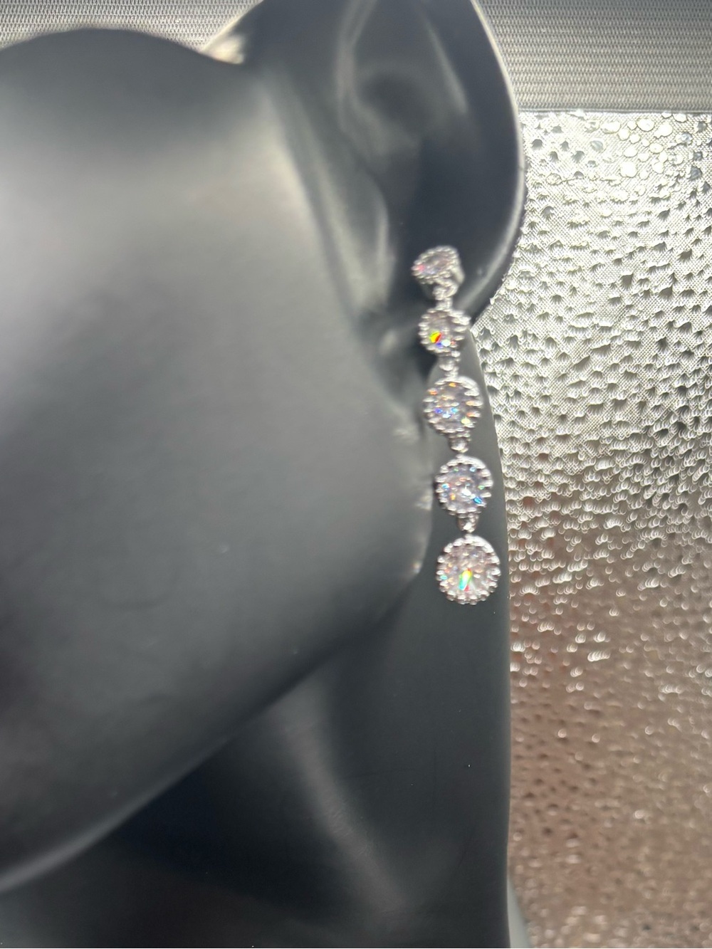 Dazzling Silver-Tone Drop Earrings with Clear Stones